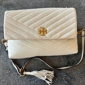 Tory Burch Small Kira Chevron Convertible Leather Shoulder Bag - White